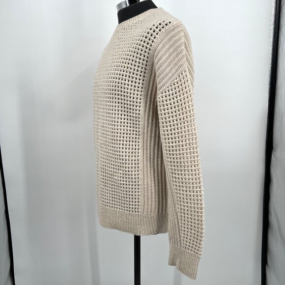 AllSaints Iden Crew Oversized Wool Sweater Eyelet Creamy White Size L‎ - Picture 6 of 12